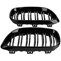 Qiilu Parrilla delantera- 1 par de parrilla de parachoques delantero de estilo negro brillante para 2 SERIES F22 F23 F87…
